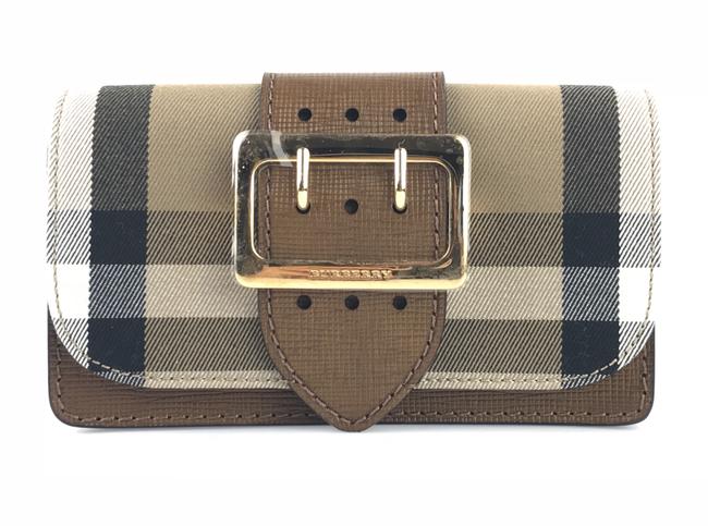 Burberry Womens Buckle In and Tan Black 40224 House Check CanvasLeather Tote