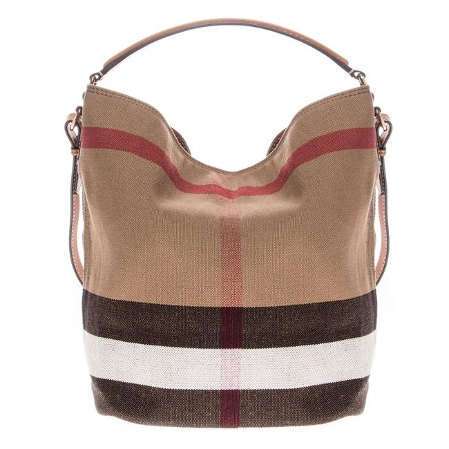 Burberry Womens Medium Ashby In Canvas Check and Leather Black 394572 Tote