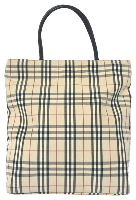 Burberry Wonderful Small Nova Plaid Canvas Tote