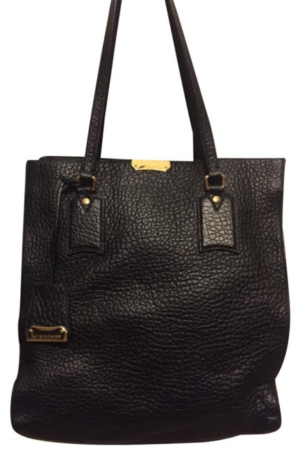 Burberry Woodburry Heritage Grain Medium Black Leather Tote