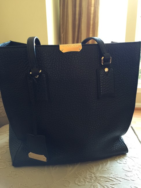 Burberry Woodbury Heritage Grain Medium Black Leather Tote