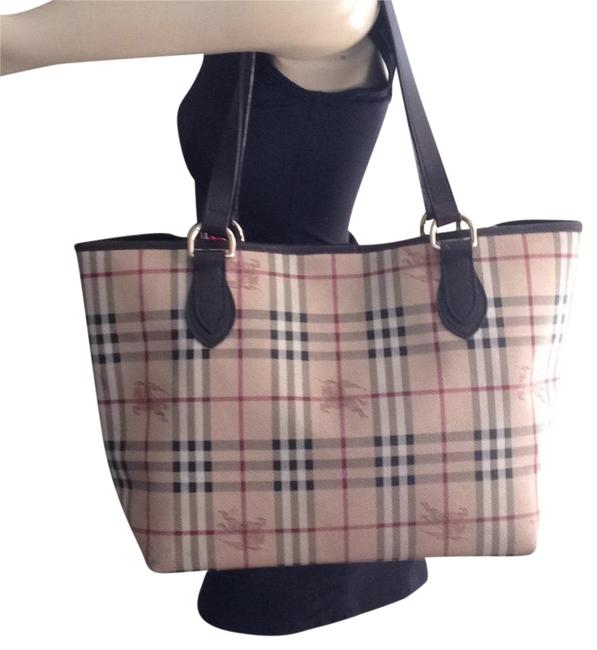 Burberry Bag X large Haymarket Brown Coated Canvas Tote