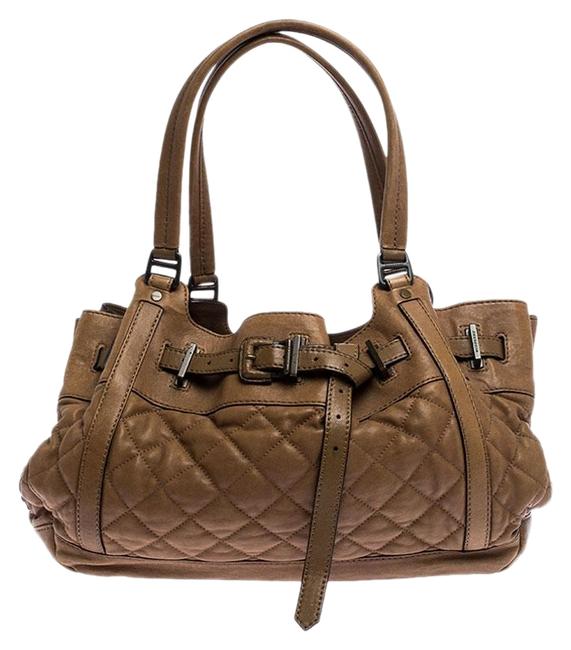 Burberry XL Tan Quilted Healy Brown Leather Tote