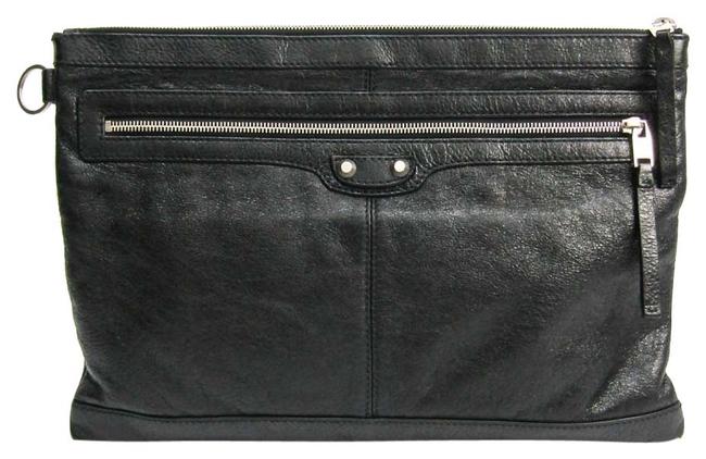 Balenciaga 273023 Unisex Black Leather Clutch