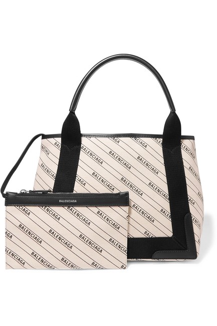 Balenciaga Bag Cabas Small Leather Trimmed Logo Printed Tote