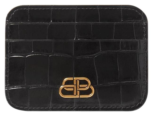 Balenciaga Bb Croc effect Leather Cardholder Wallet