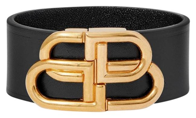 Balenciaga Bb Logo Leather Bracelet