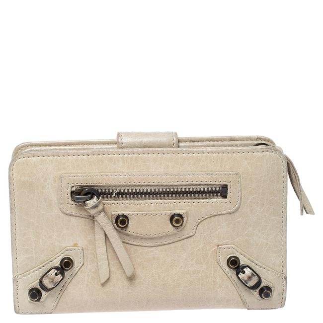 Balenciaga Beige Oryx Leather Compact Wallet