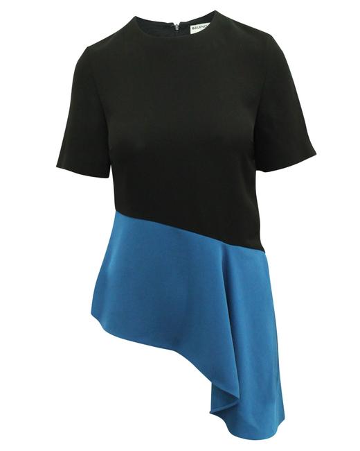 Balenciaga Black and Blue Asymmetric Top pre Owned Condition Very Blouse