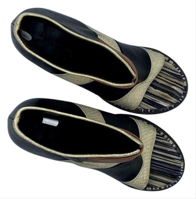 Balenciaga Black Cream and Tan Wedges