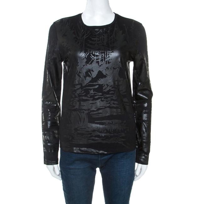 Balenciaga Black Embossed Cotton Long Sleeve Blouse