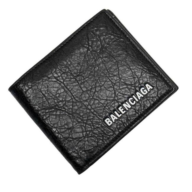 Balenciaga Black Folded Leather Womens Mens H23104 Wallet