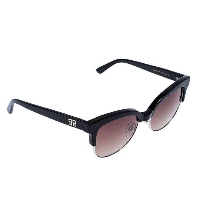 Balenciaga Black Gradient Ba 144 Half Rim Sunglasses