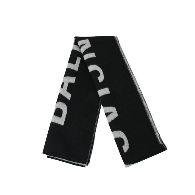 Balenciaga Black Grey Wool ScarfWrap