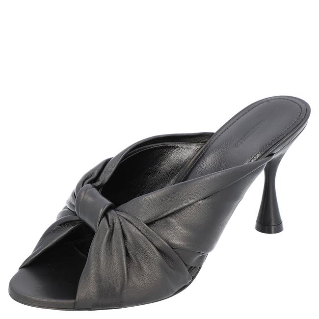 Balenciaga Black Leather Drapy Knotted Mules Sandals