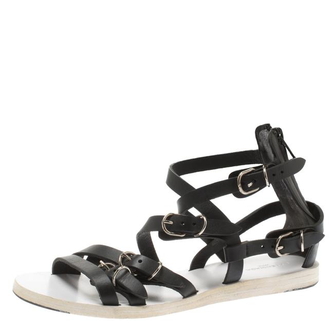 Balenciaga Black Leather Gladiator Flat355 Sandals