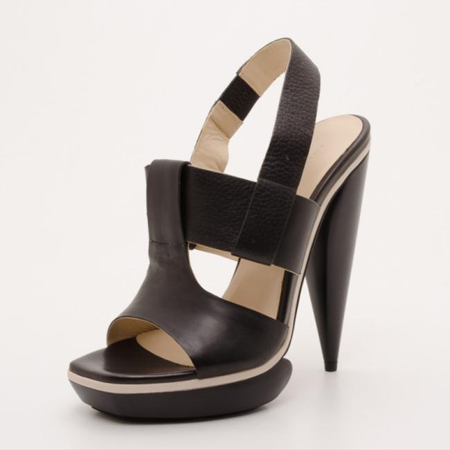 Balenciaga Black Leather Platform385 Sandals