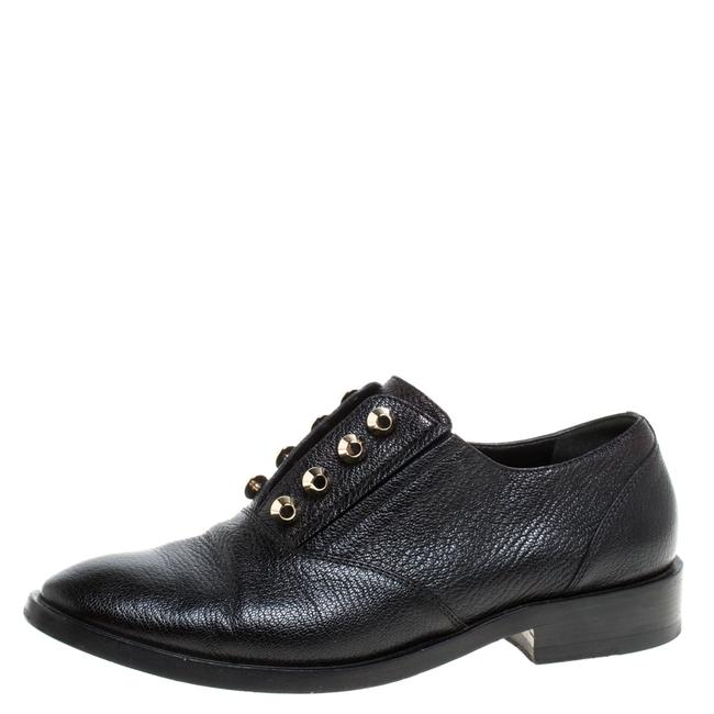 Balenciaga Black Leather Stud Embellished Oxfords38 BootsBooties