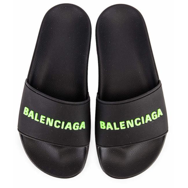 Balenciaga Black Logo Pool Slides Sandals