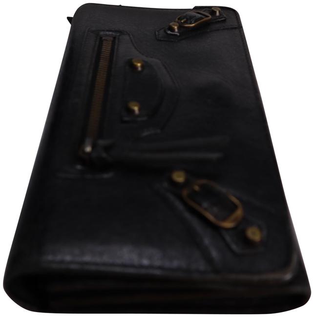 Balenciaga Black Metallic Edge Leather Wallet