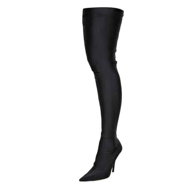 Balenciaga Black Spandex Fabric Knife Over The Knee36 BootsBooties