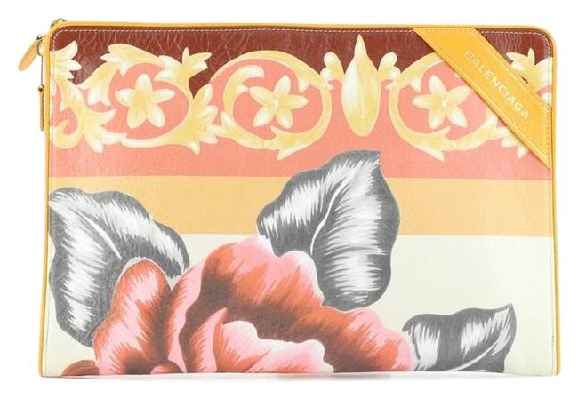 Balenciaga Blanket Pouch Print Leather Clutch