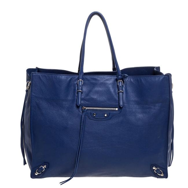 Balenciaga Blue Leather Papier A4 Tote