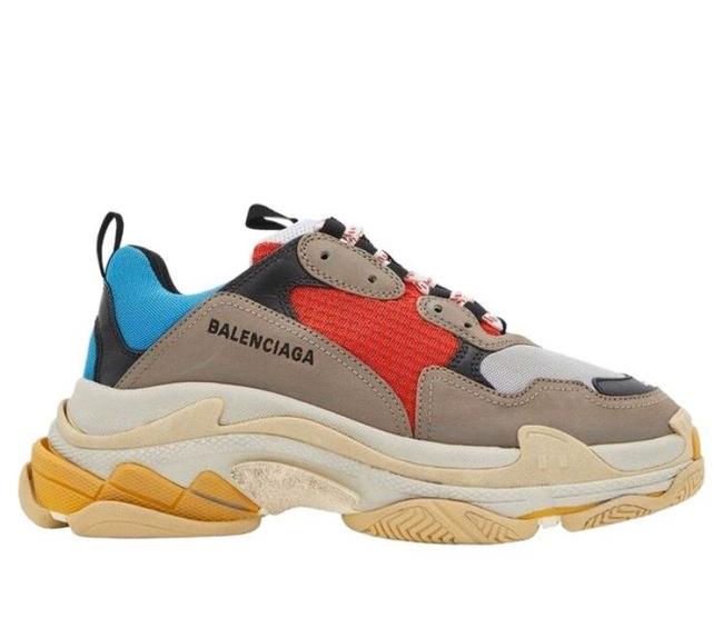 Balenciaga Blue and Red Triple S Sneakers