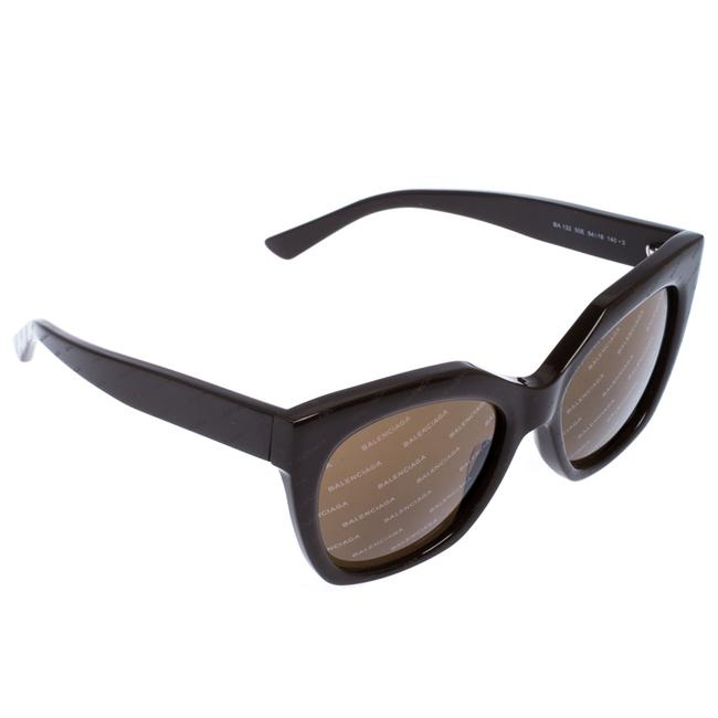 Balenciaga Brown Diagonal Logo Print Cat Eye Sunglasses