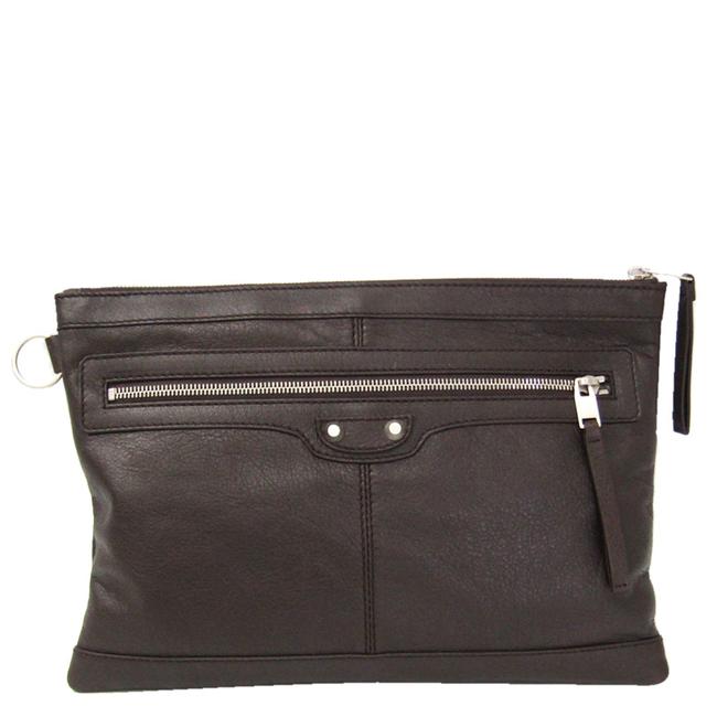 Balenciaga Brown Leather Classic Clip M Bag Clutch