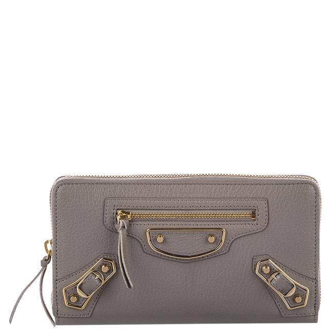 Balenciaga Brown Leather Motocross Classic Zip Continental Wallet