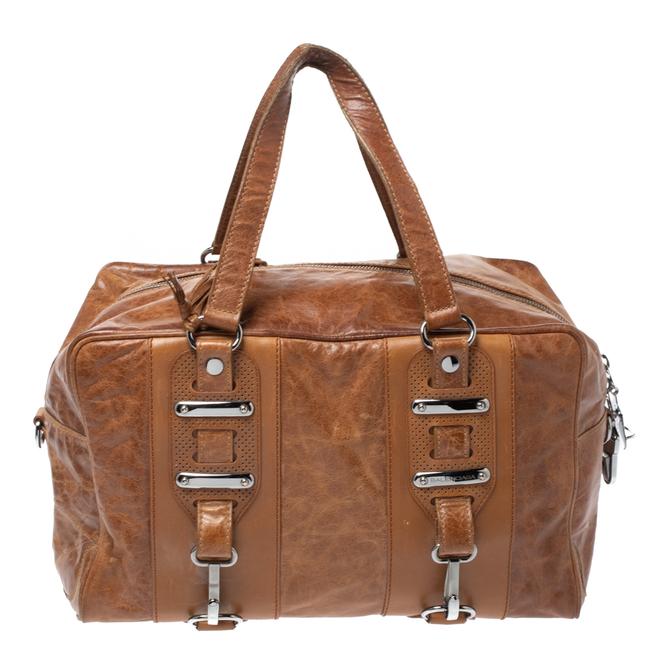 Balenciaga Brown Leather Perforated Hook Satchel