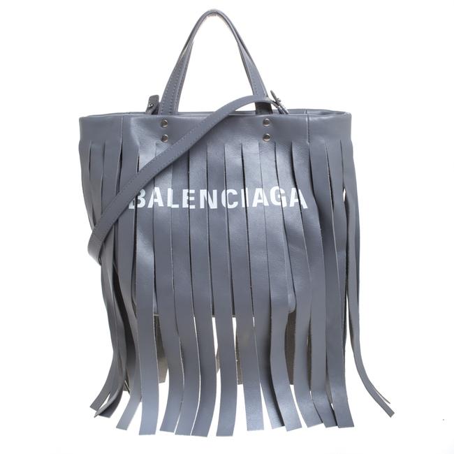 Balenciaga Cabas XS Grey Leather Laundry Fringe Tote