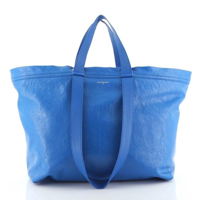 Balenciaga Carry Shopper Large Blue Leather Tote