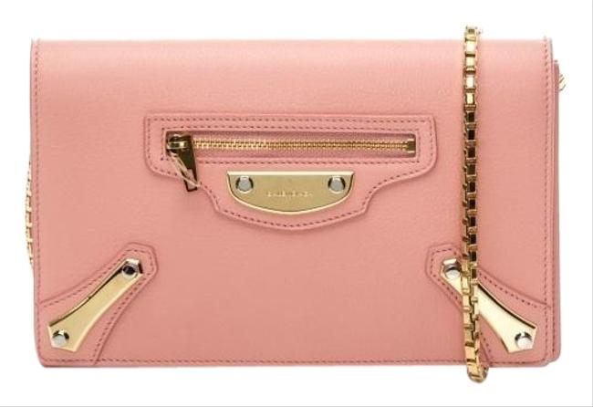 Balenciaga Chain Metal Plate In Petal Rose Pink Leather Shoulder Bag