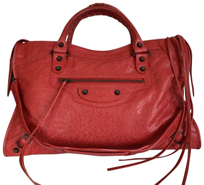 Balenciaga City Rouge Cardinal Italy Red Lambskin Leather Shoulder Bag