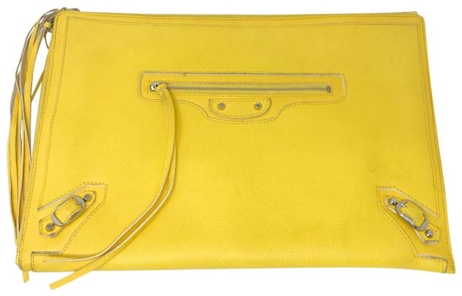 Balenciaga City Yellow Leather Clutch