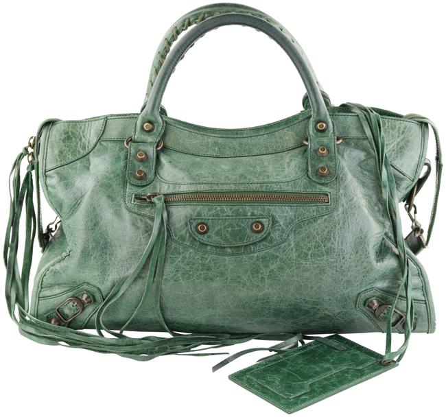 Balenciaga Classic City Green Leather Tote