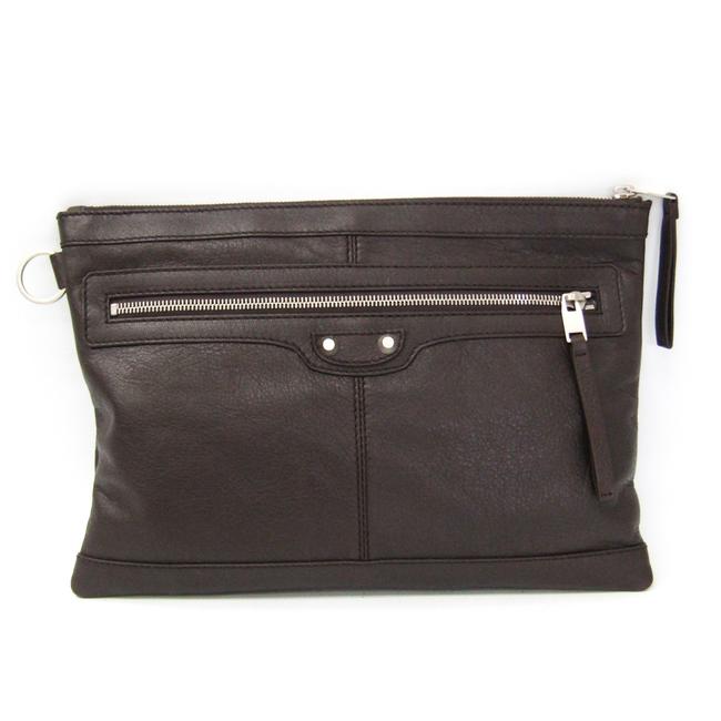 Balenciaga Classic Clip M 273022 Womens Brown Leather Clutch