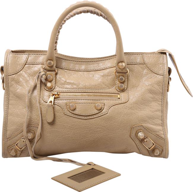 Balenciaga Classic Mini City Aj Beige Leather Satchel