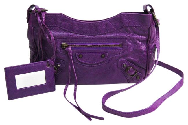 Balenciaga Classic The Hip 242803 Purple Leather Shoulder Bag