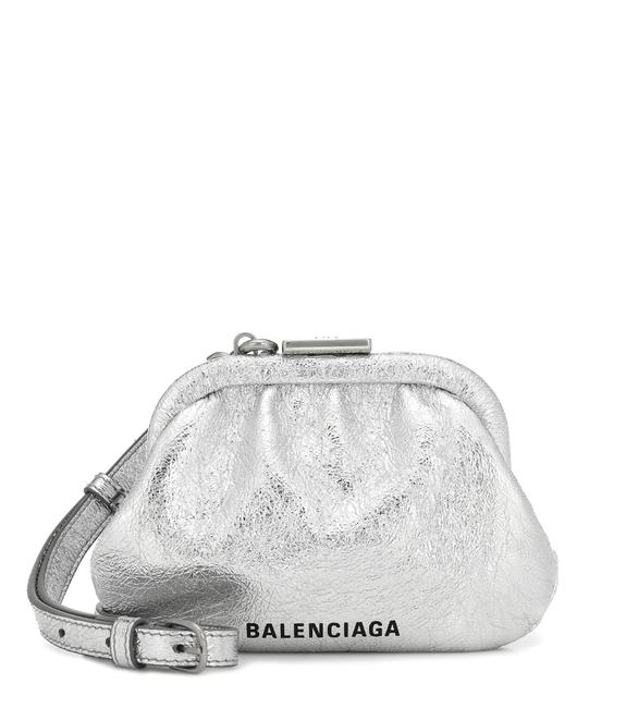 Balenciaga Cloud Coin Purse with Strap Silver Cross Body Bag