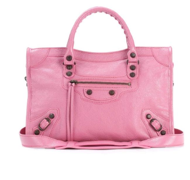 Balenciaga Clutch Floral Print Pouch Pink Leather Tote