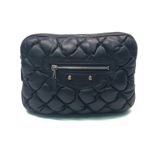 Balenciaga Clutch QuiltedPouchCosmetic Black Leather Baguette