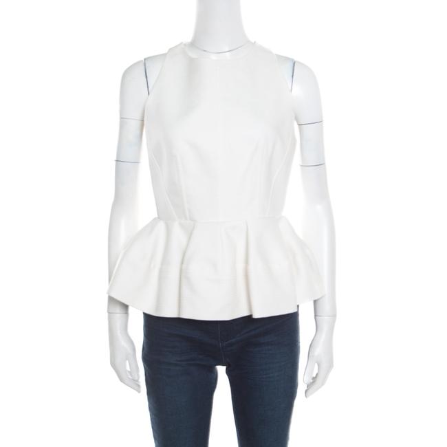Balenciaga Cream Cotton Sleeveless Peplum Top M Blouse