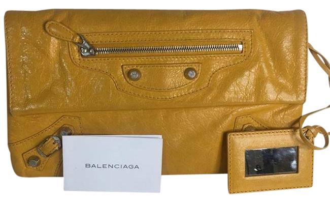 Balenciaga Envelope Leather Large Evening Hand Yellow Clutch