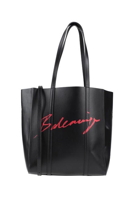 Balenciaga Everyday Lipstick Logo Black Leather Tote
