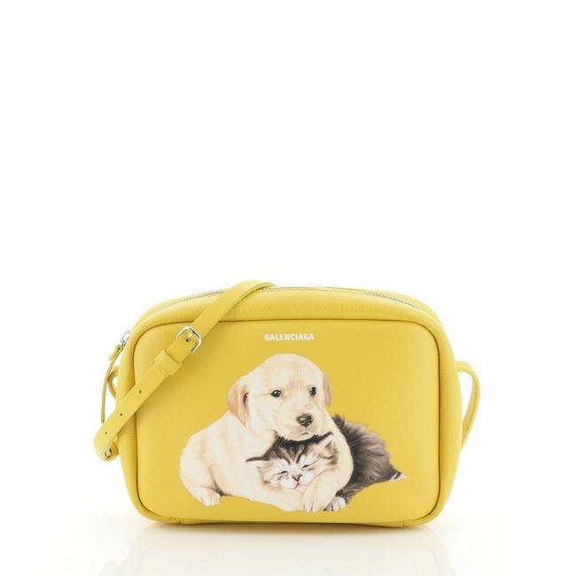 Balenciaga Everyday Printed Small Yellow Leather Cross Body Bag