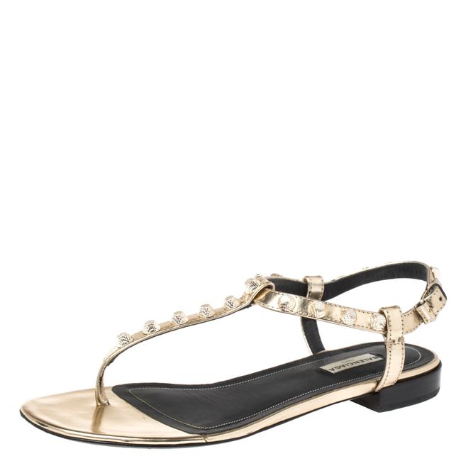 Balenciaga Gold Studded Leather Arena39 Sandals