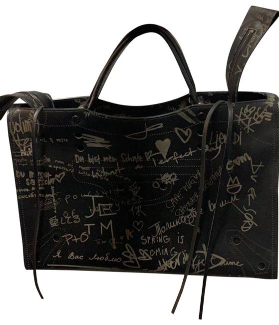 Balenciaga Graffiti Motocross Blackout City Aj Leather Satchel